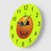 Mignonne Citrouille Sourire Horloge murale Hallowe (Angle)