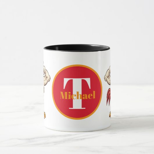 Mignonne coq Pays monogramme mug (Centre)