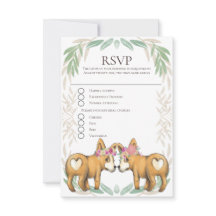 Mignonne Corgi Chien Deux Mariées Mariage Gay RSVP
