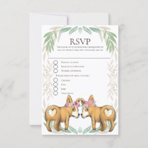 Mignonne Corgi Chien Deux Mariées Mariage Gay RSVP