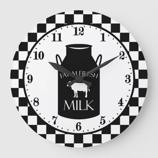 mignonne Country Farm lait frais vache horloge mur (Recto)