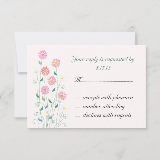 Mignonne Daisies de campagne Mariage simple RSVP (Dos)