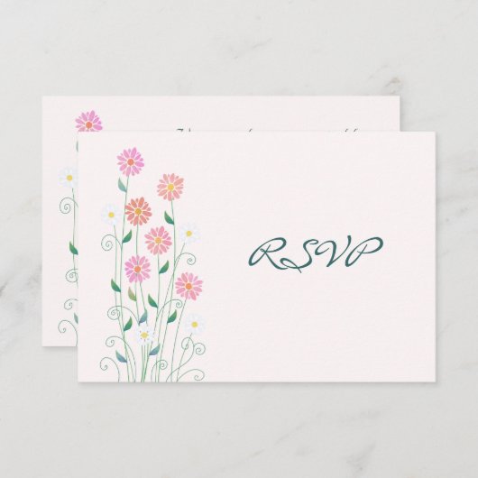 Mignonne Daisies de campagne Mariage simple RSVP (Devant / Derrière)
