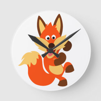 Mignonne Danser Dessin Fox Horloge murale