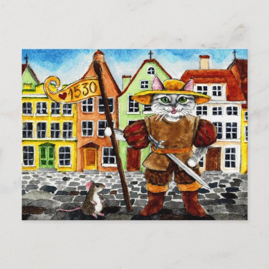 Mignonne de chat Estonian Tallinn folklore carte p (Devant)