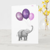 Mignonne éléphant nouvelle carte personnalisée béb (Fleur jaune)
