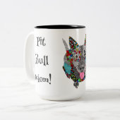 Mignonne et colorée Pit Bull Maman Mug (Devant gauche)