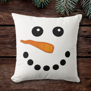 Mignonne et drôle Snowman visage Coussin festif