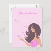 Mignonne fille avec papillons Carte postale (Devant / Derrière)