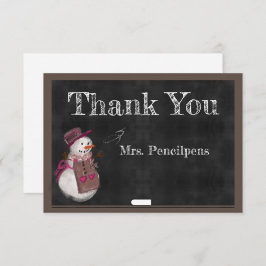 Mignonne fille de neige Chalkboard Merci Enseignan (Devant / Derrière)