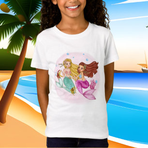 mignonne filles mermaid plage T-shirt