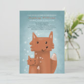 Mignonne Foxes Maman Avec Invitation Baby shower (Debout devant)