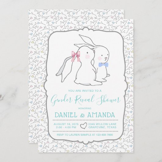 Mignonne Genre Révéler Bébé Douche Invitations (Devant / Derrière)