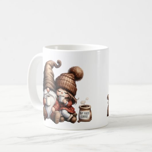 Mignonne GNOME D'Automne Rustique Mug (Devant gauche)