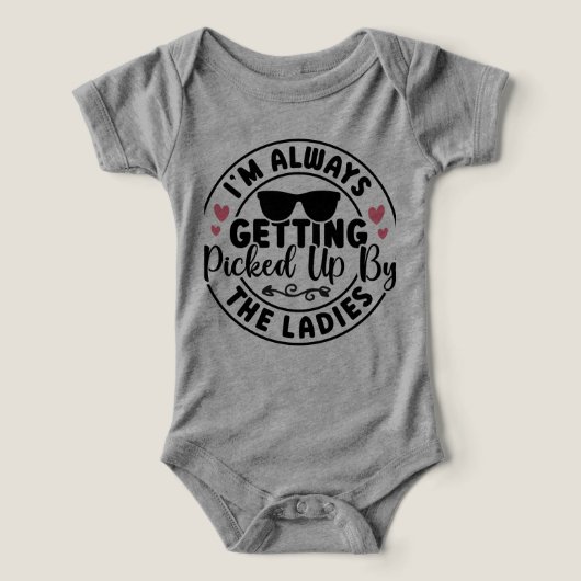 Mignonne Gray Funny Sleeve court bébé Bodysuit (Design Recto)
