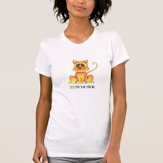 Mignonne Grumpy Sleepy Chat T-shirt Design, Maman  (Devant)