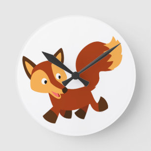 Mignonne Happy Cartoon Fox Horloge murale
