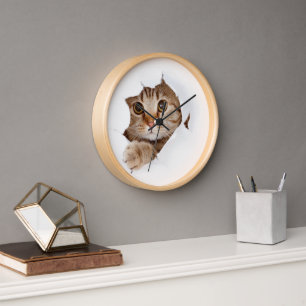 Mignonne horloge murale de chats Kitty Amoureux