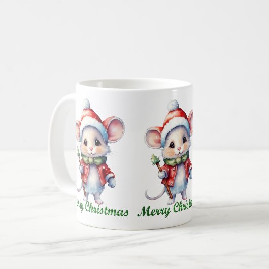 Mignonne Joyeuse Souris de Noël Mug (Devant gauche)
