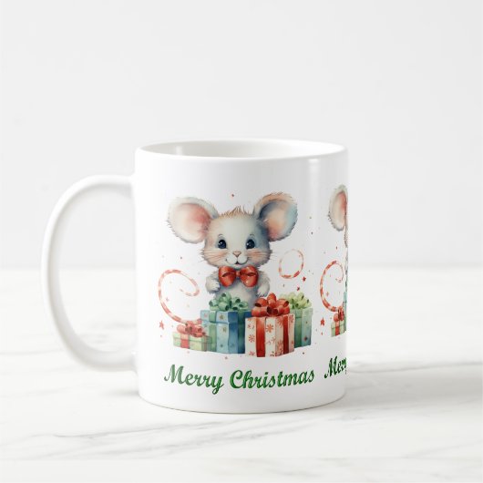 Mignonne Joyeuse Souris de Noël Mug (Gauche)
