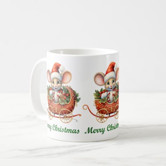 Mignonne Joyeuse Souris de Noël Mug (Devant gauche)