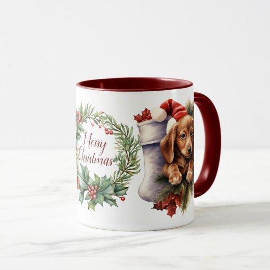 Mignonne Joyeux Chien de Noël Mug (Devant droit)