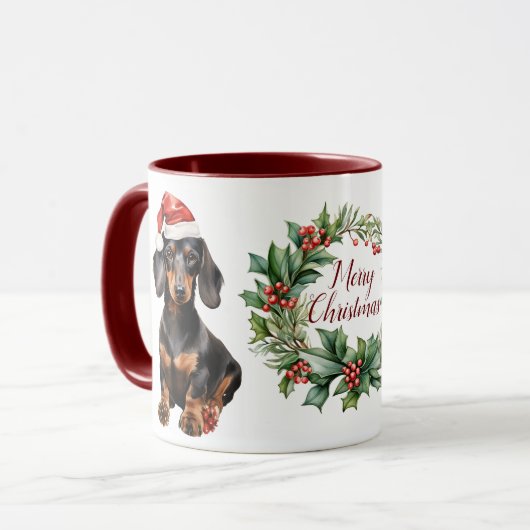 Mignonne Joyeux Chien de Noël Mug (Devant gauche)