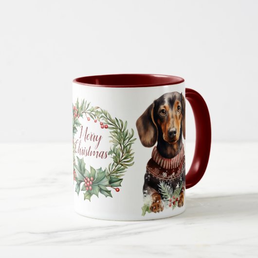Mignonne Joyeux Chien de Noël Mug (Devant droit)