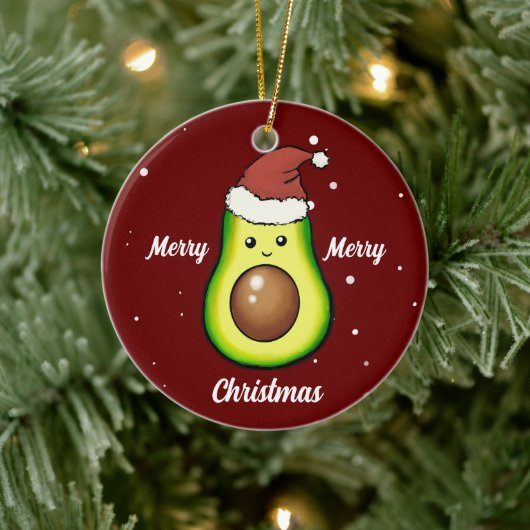 Mignonne Joyeux Noël Avocado ornement céramique (Arbre)