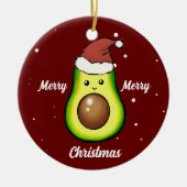 Mignonne Joyeux Noël Avocado ornement céramique (Devant)