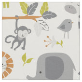 Mignonne Jungle moderne en tissu gris vert et oran (Fermer)