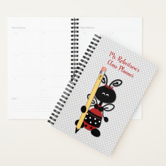 Mignonne Lady Bug enseignant planificateur quotidi (Devant avec enveloppe)