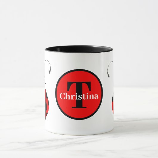 Mignonne ladybug amant monogramme Mug (Centre)
