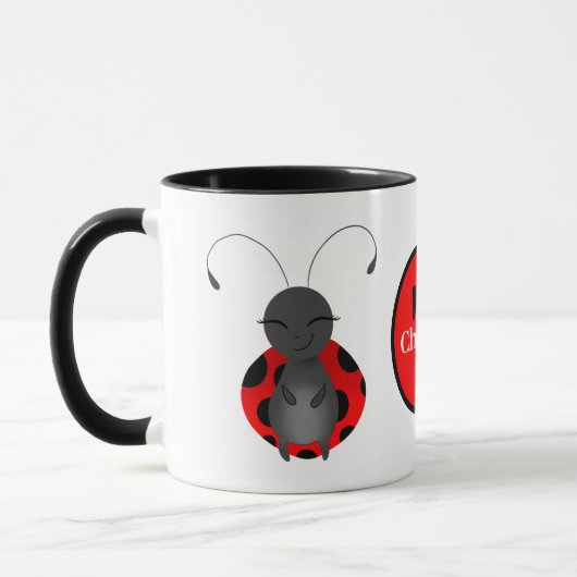 Mignonne ladybug amant monogramme Mug (Gauche)