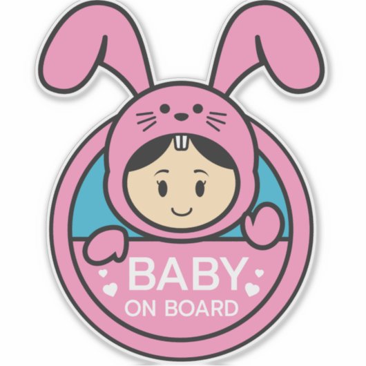 Mignonne lapin - Bébé à bord Sticker (Devant)