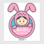 Mignonne lapin - Bébé à bord Sticker (Feuille)