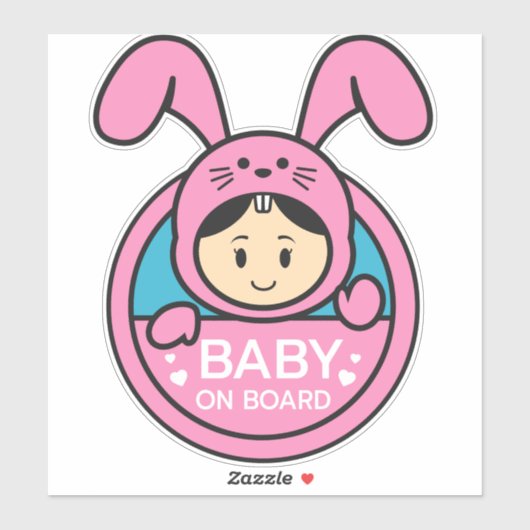 Mignonne lapin - Bébé à bord Sticker (Feuille)