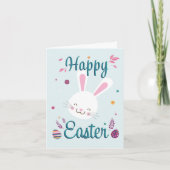 Mignonne lapin Carte de voeux de Pâques. (Devant)