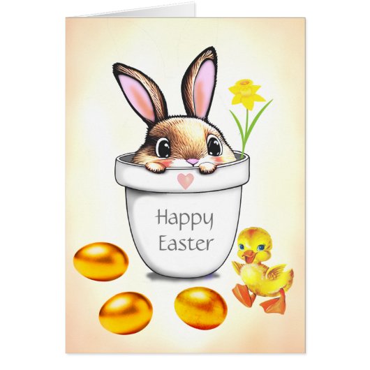 Mignonne lapin de Pâques dans un pot Plante et des (Devant)