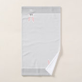 Mignonne lapin et monogramme sur gris argenté clai (Serviette à main)