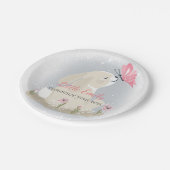 Mignonne lapin et papillon. Assiette en Papier. (Angle)
