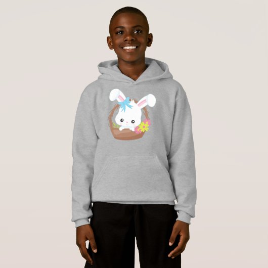 Mignonne lapin, Lapin Blanc, Lapin, Fleurs, Panier (Devant entier)