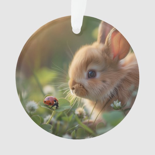 Mignonne lapin lapin et une coccinelle sur le cham (devant)