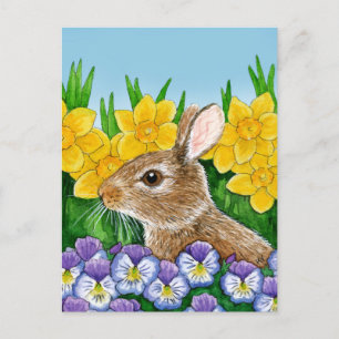 Mignonne lapin lapin Pâques Printemps fleurs carte
