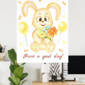 Mignonne Lapin pour une ambiance positive Poster (Bureau à domicile)
