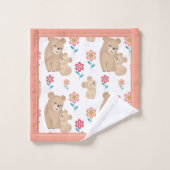 Mignonne lionne mère avec bébé, frontière Fête des (Gant de toilette)