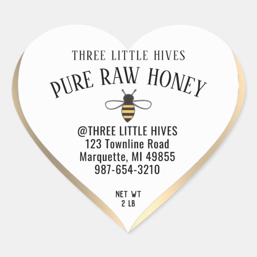 Mignonne Little Bee Miel Étiquette Gold Bordure (Devant)