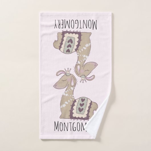 Mignonne Llama Princesse portant une couronne (Serviette à main)