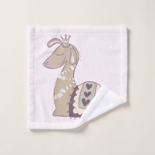 Mignonne Llama Princesse portant une couronne (Gant de toilette)