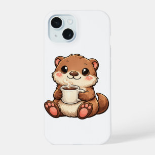 Mignonne loutre avec café – Animal Kawaii Cozy